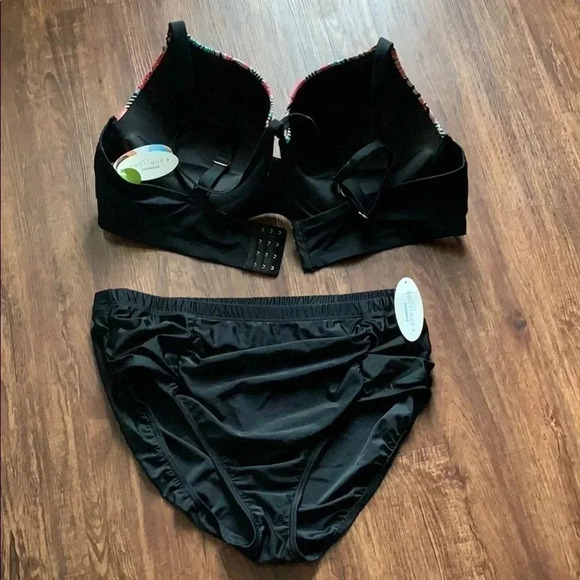 Bikini Boutique Black Leaf Print Swim Top, Brief 3X NWT - Picture 3 of 11